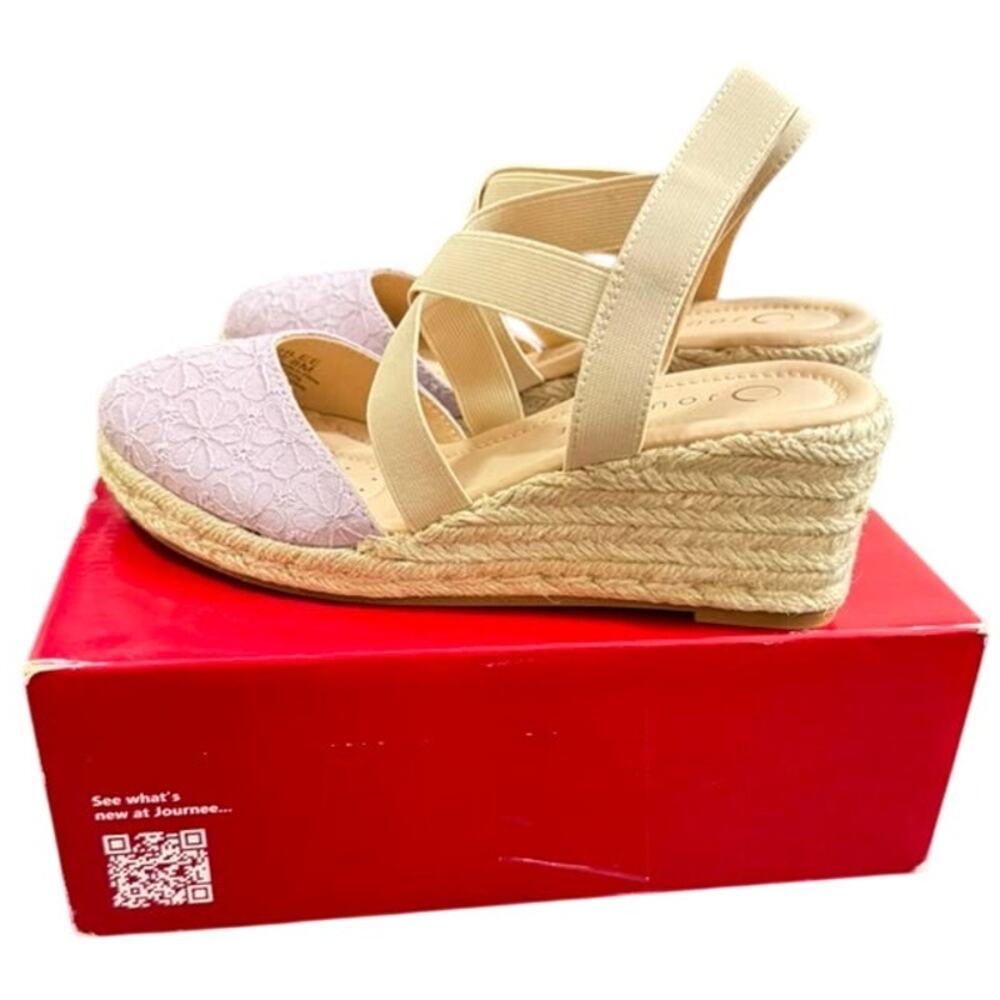 Journee Women's Ashlee Medium and Wide Width Espadrille Wedge Sandals, Lilac 8M
